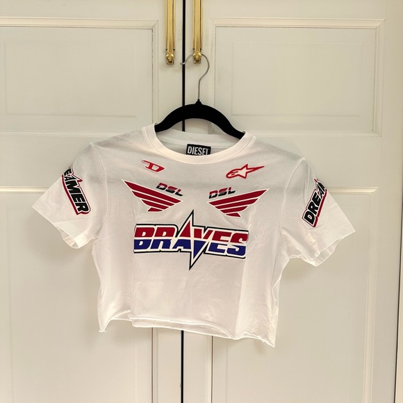 Diesel Cropped Tee with Graphics - Picture 6 of 13